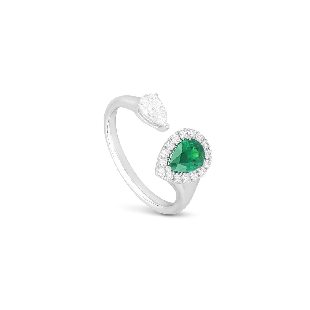 Emerald Pear Open Ring