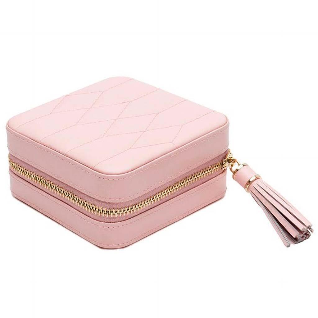 Wolf caroline travel jewelry case in pink leather with zipper