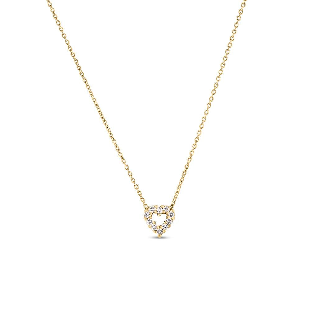 Roberto Coin tiny treasure yellow gold diamond heart at Victoria Jones Jewelry Amarillo