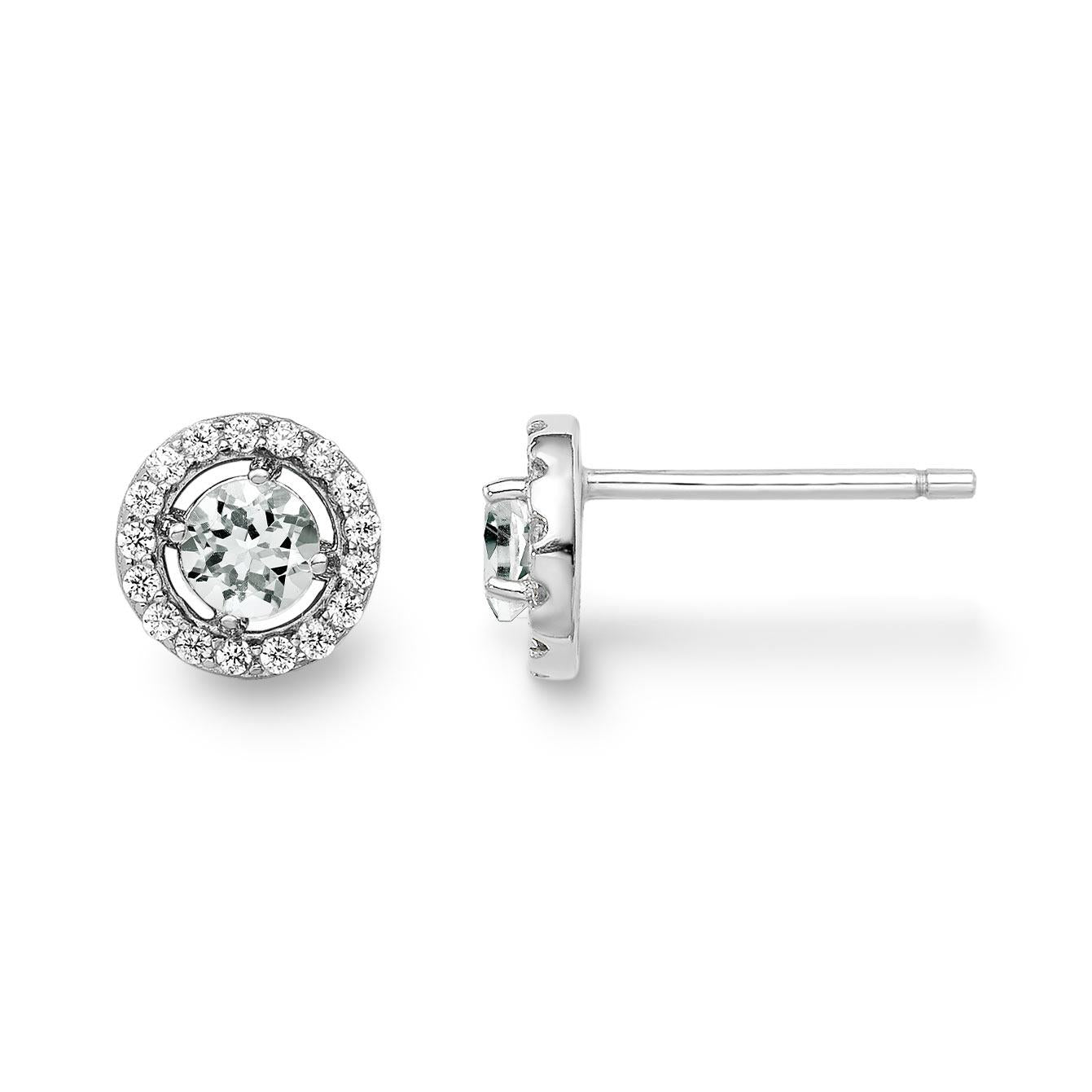 diamond halo earrings in white gold