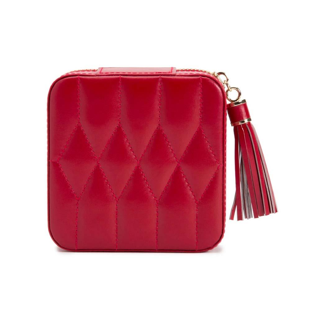 Wolf caroline travel jewelry case in red leather