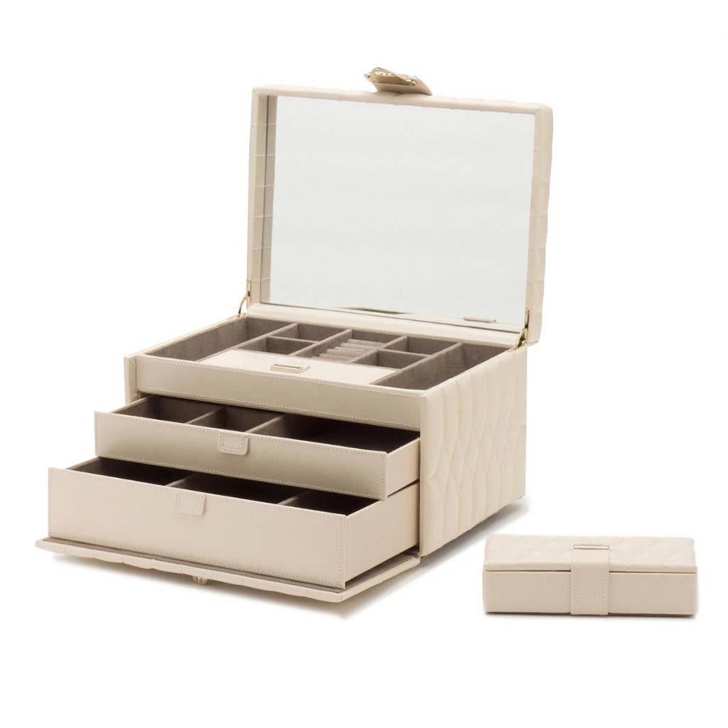 Wolf 1834 Caroline cream jewelry box with travel case
