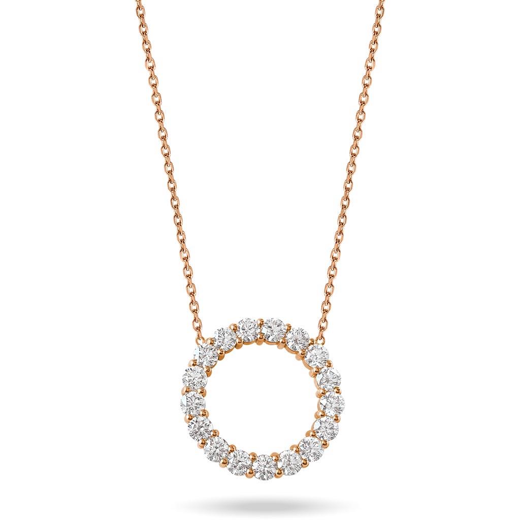 rose gold diamond circle pendant