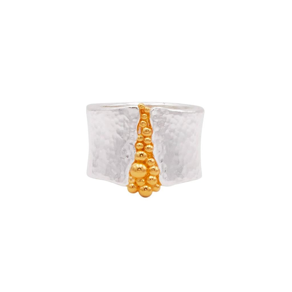 Gurhan sterling silver with 24k yellow gold overlay wide cigar band