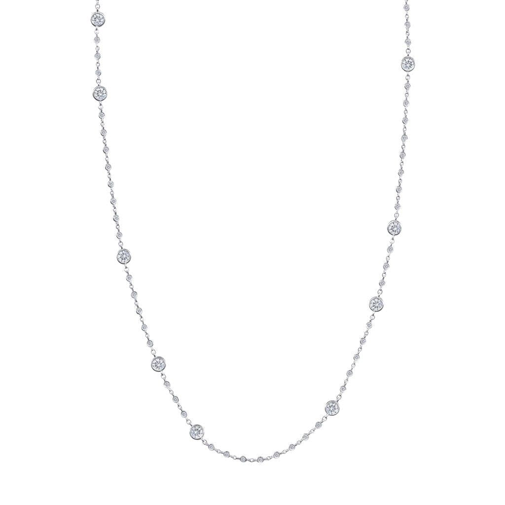 Diamond by the yard necklace with scattered different sizes