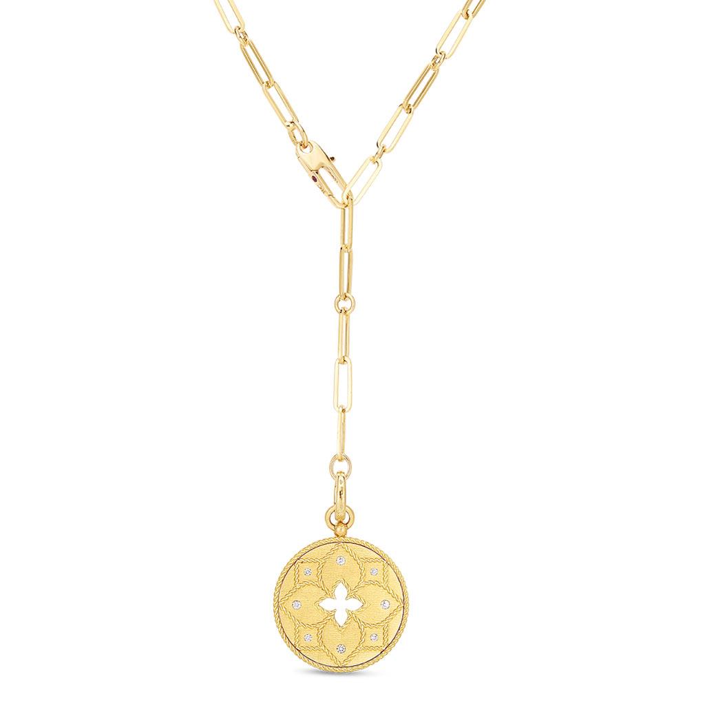 Roberto Coin large medallion paperclip necklace in yellow gold