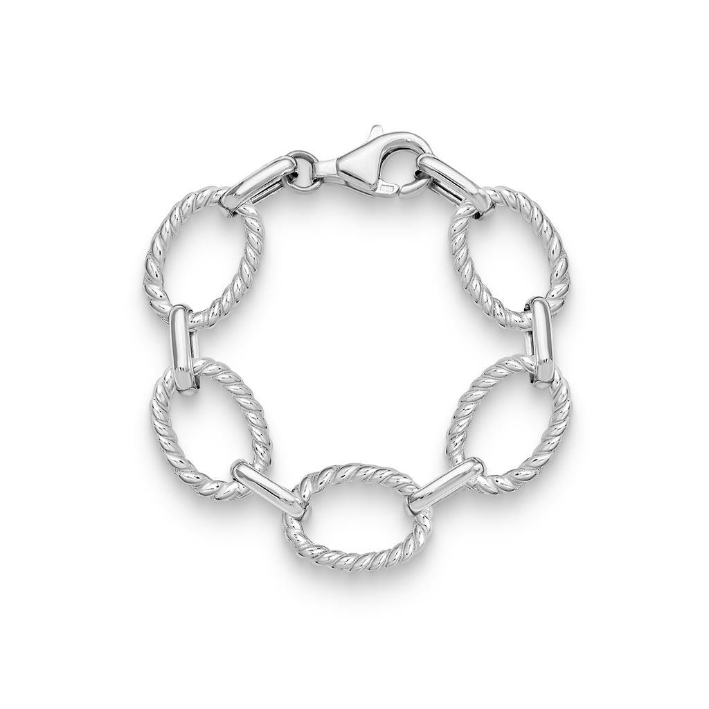sterling silver cable oval link bracelet