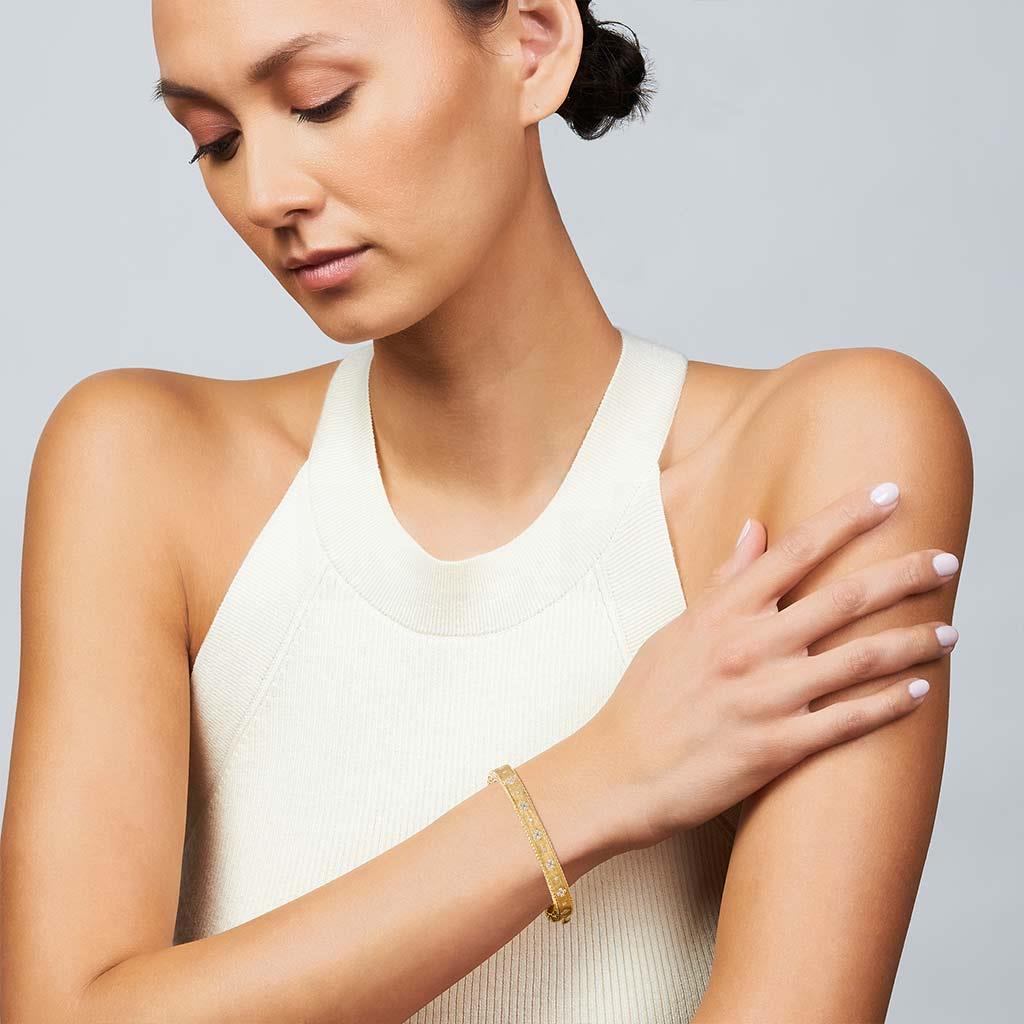 Roberto Coin Venetian Princess Flower Bracelet on Model in Amarillo