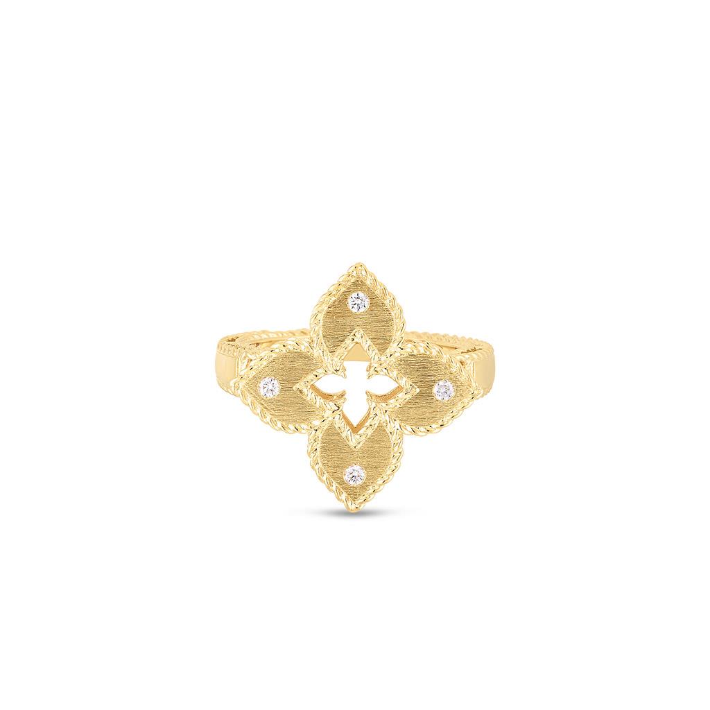 yellow gold flower diamond ring