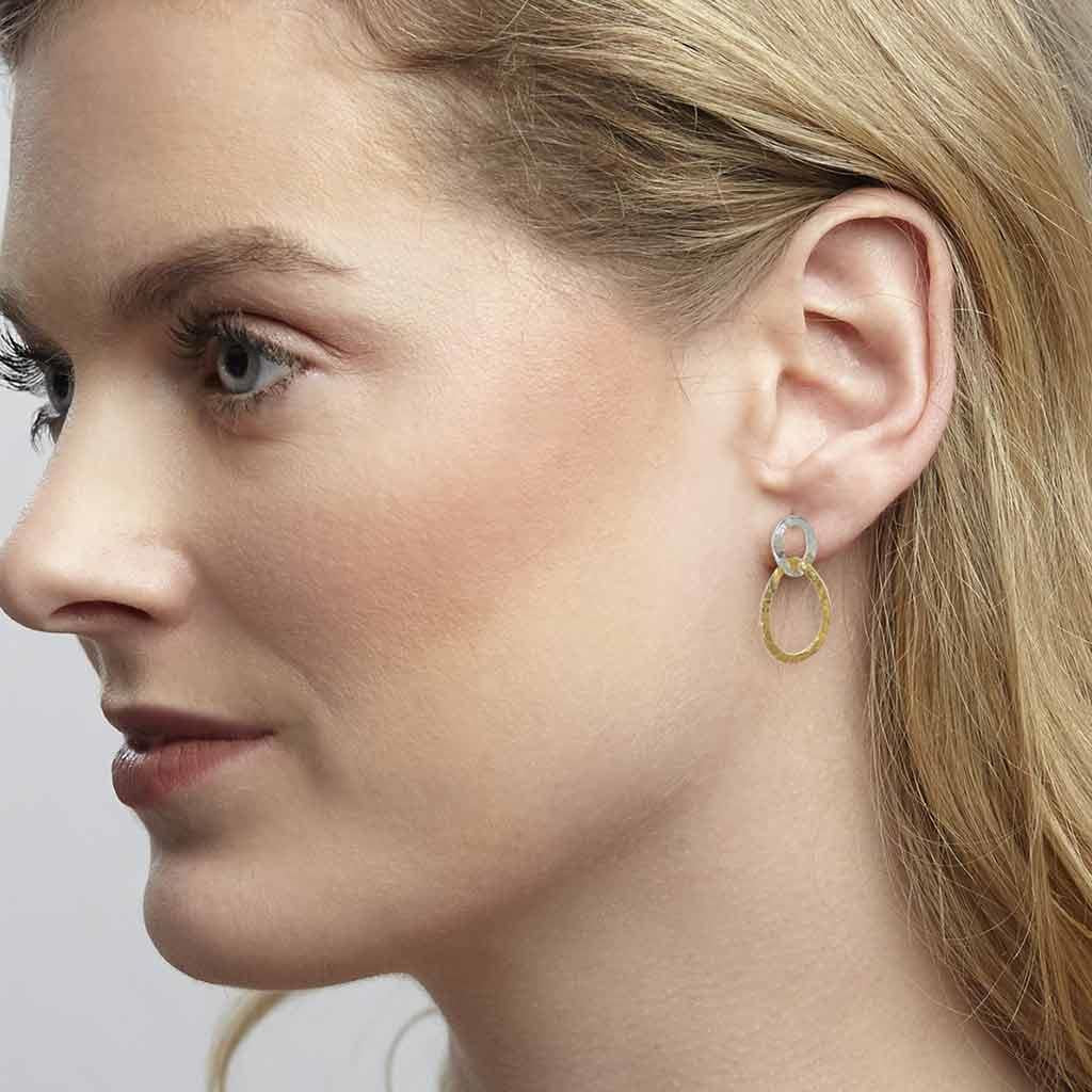 gurhan two toned front twisted hoop earring
