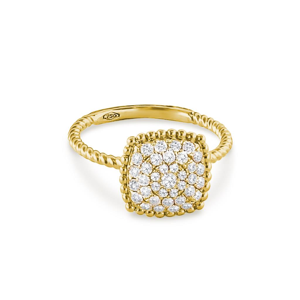 Piero Milano square pave diamond ring with cable band