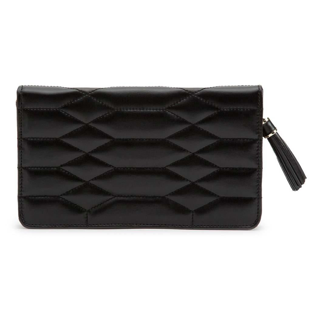 Wolf 1834 Black leather rectangle Caroline travel jewelry case