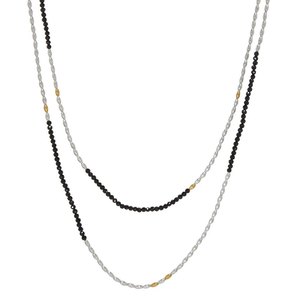Gurhan beaded sterling silver and black spinel necklace