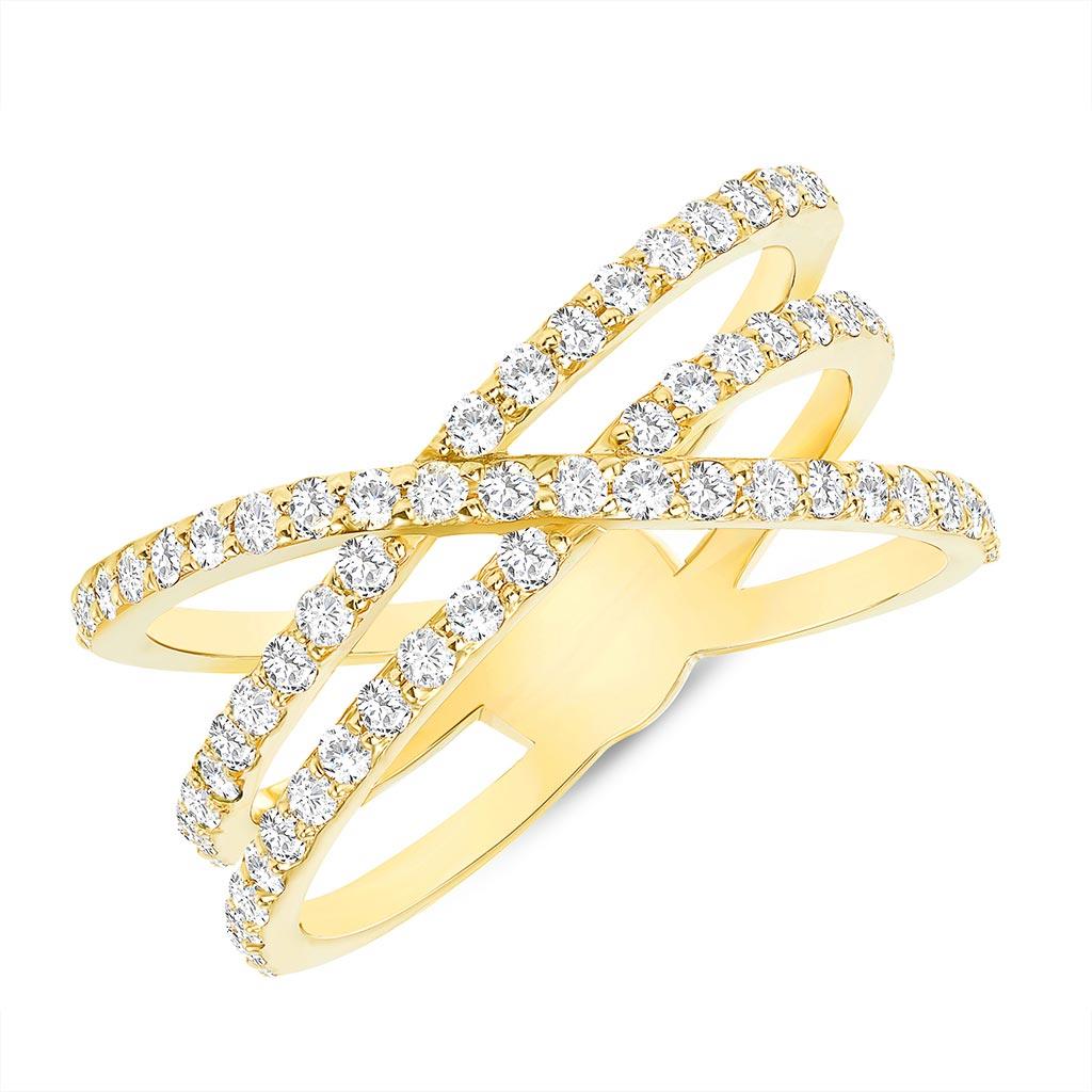 crossover diamond yellow gold ring at Victoria Jones Jewelry Amarillo
