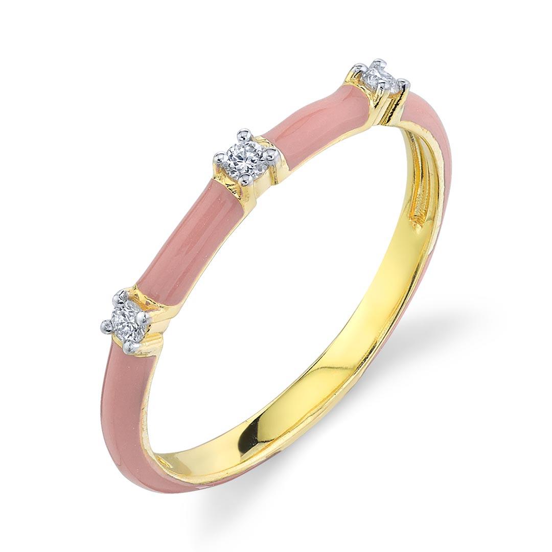 Sloane Street pink enamel diamond and yellow gold band
