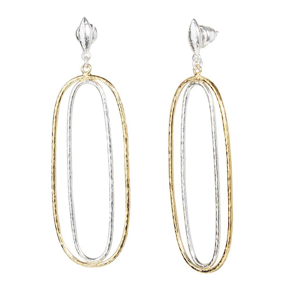 Gurhan Geo double oval drop earrings