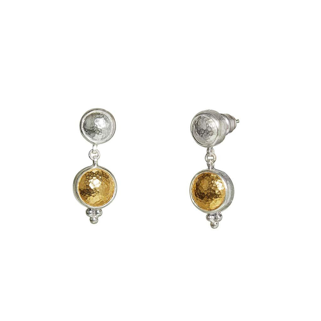 Gurhan amulet small round drop earrings in two-toned