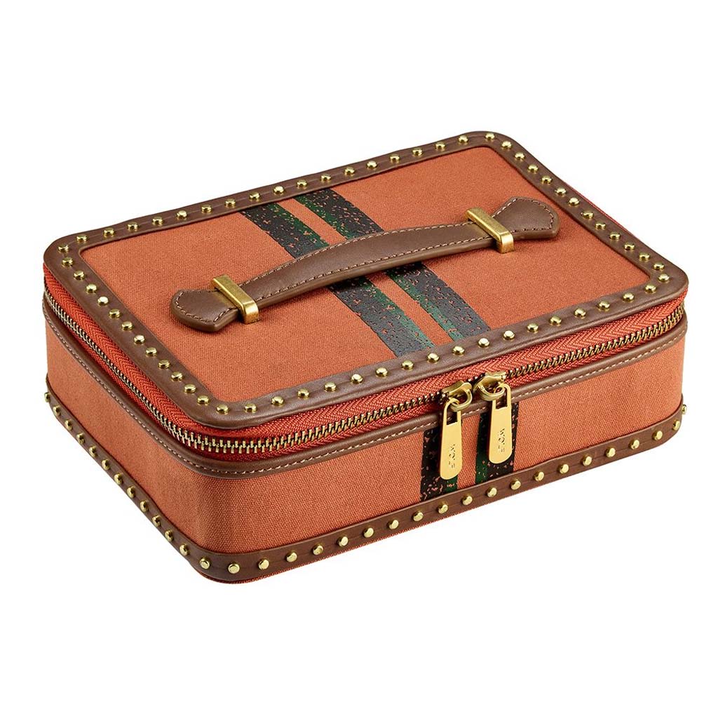 Wolf1834 Ida orange jewelry travel case with gold hardware - Victoria jones jewelry amarillo texas