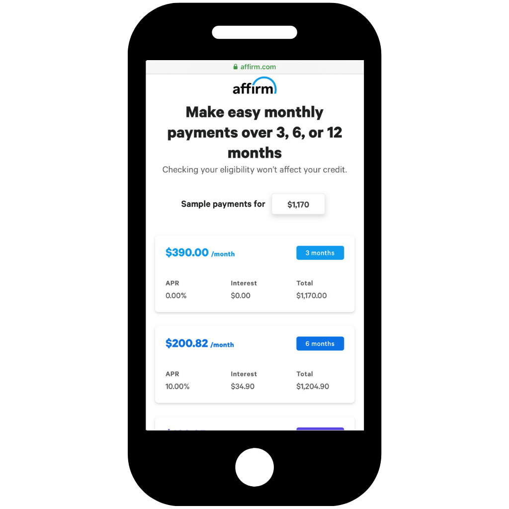 Choose how you pay with Affirm