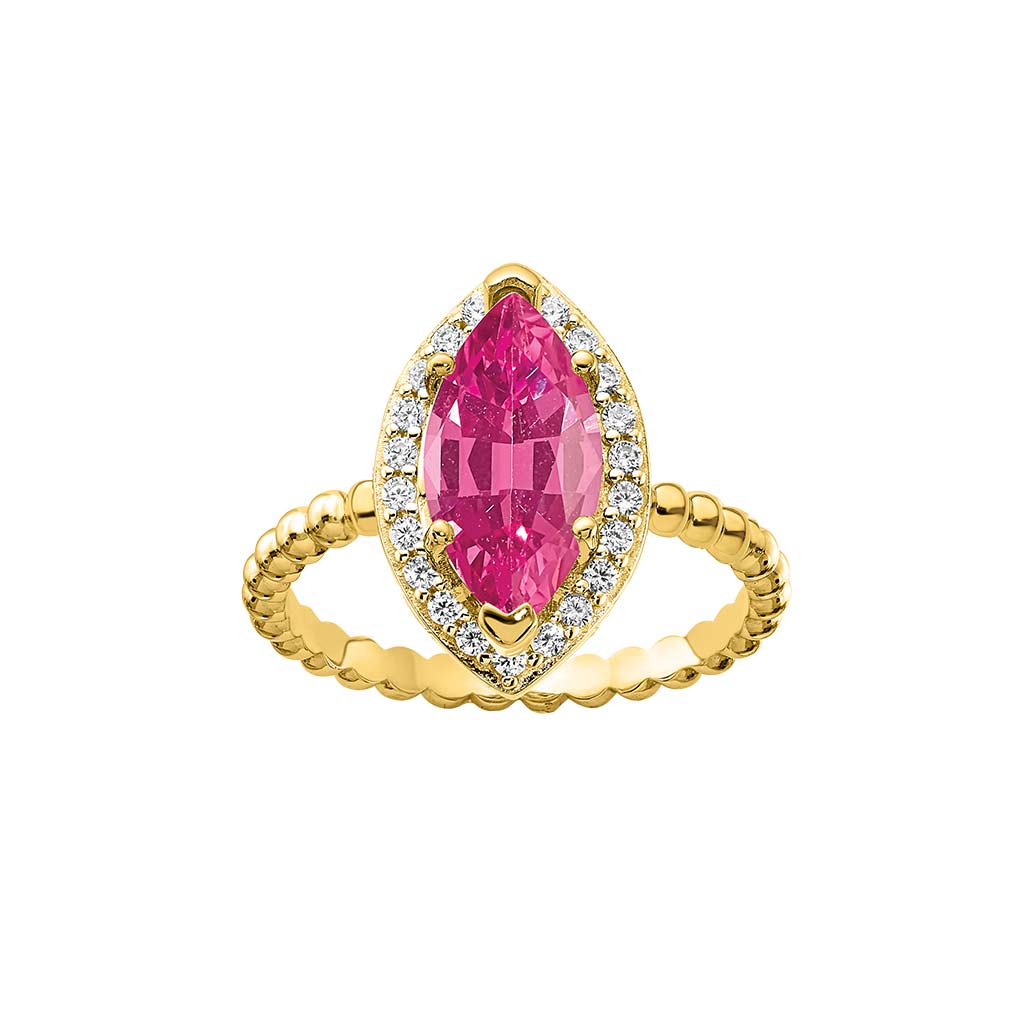 pink tourmaline ring marquise cut diamond halo 14k yellow gold Amarillo TX