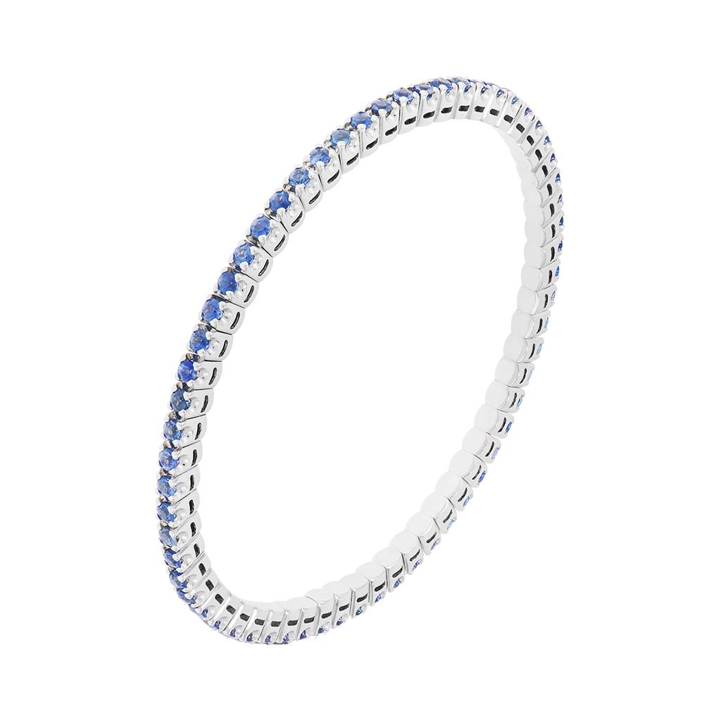 Blue sapphire tennis bracelet stretchy in 18k white gold by piero milano in Amarillo Texas