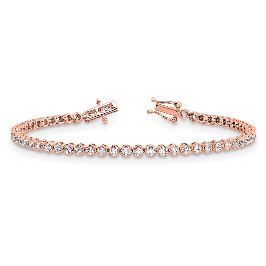 Rose gold diamond tennis bracelet available at Victoria Jones Jewelry Amarillo Texas