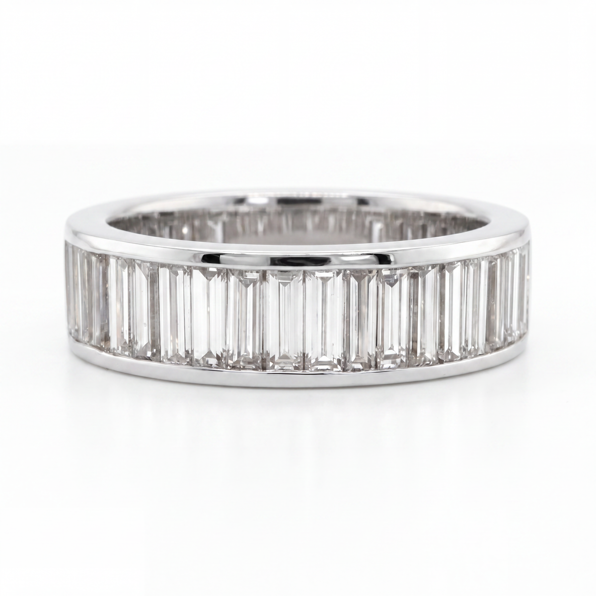 18K white gold baguette diamond half eternity band with 1.75ctw diamonds