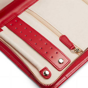 earring, ring and zipper storage with red leather