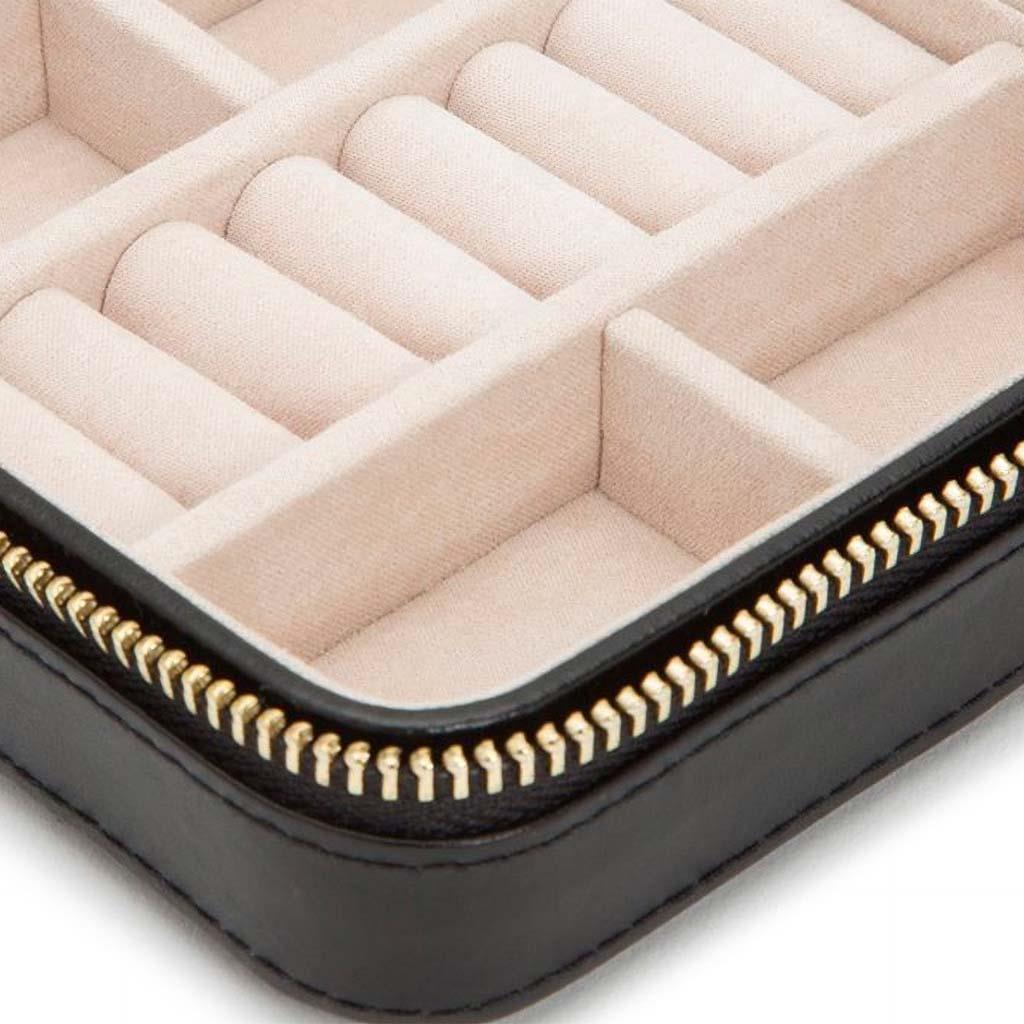 Wolf caroline travel jewelry case in black leather