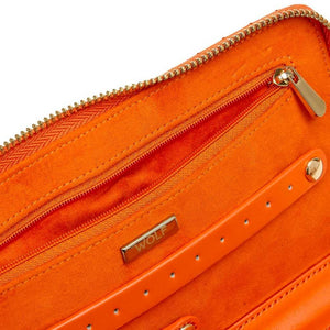 Tangerine orange interior jewelry zipper storage wallet
