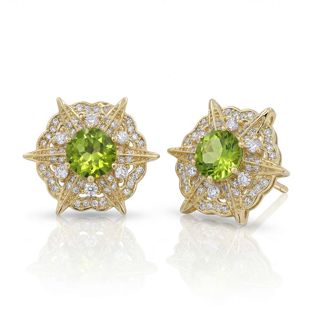 Peridot Compass Earring