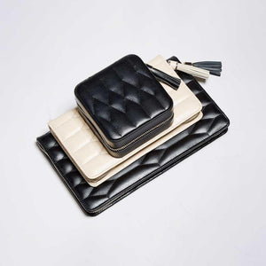 Caroline black and ivory stacked jewelry travel cases
