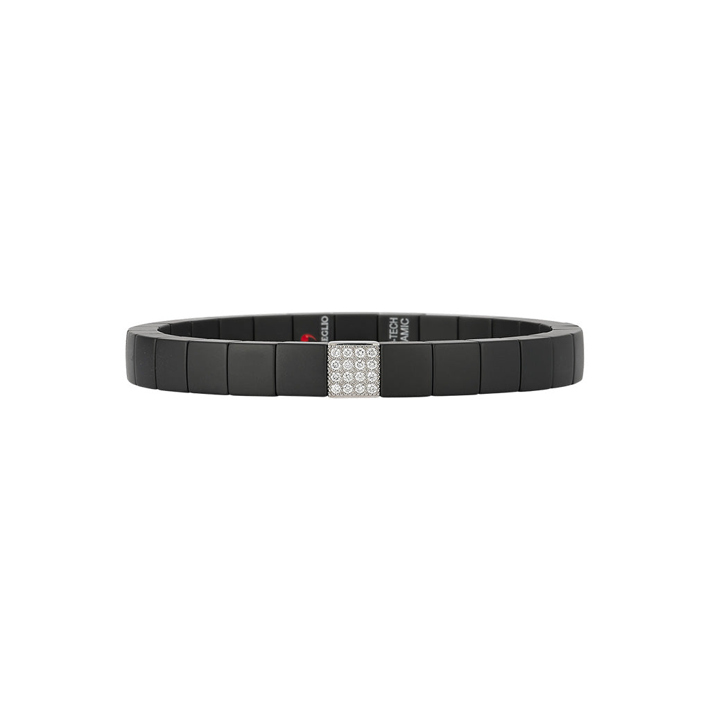 Matte Black Ceramic Diamond Square Bracelet