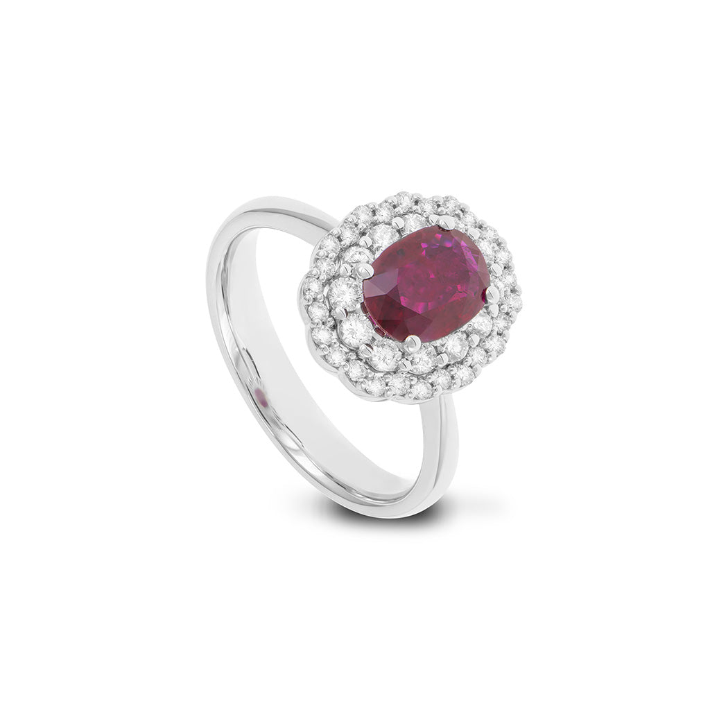 Double Halo Ruby Ring