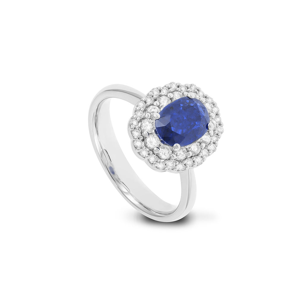 Sapphire Double Halo Ring