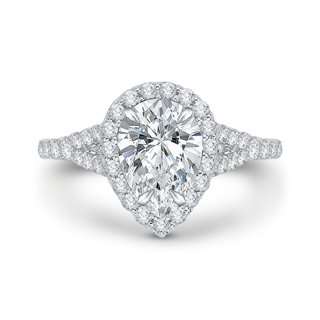 Pear Diamond Halo Engagement Ring