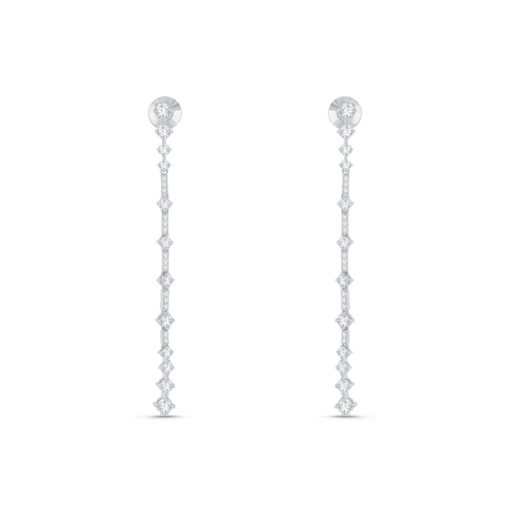 White gold diamond drop earrings with diamond bar dangles in Amarillo Texas