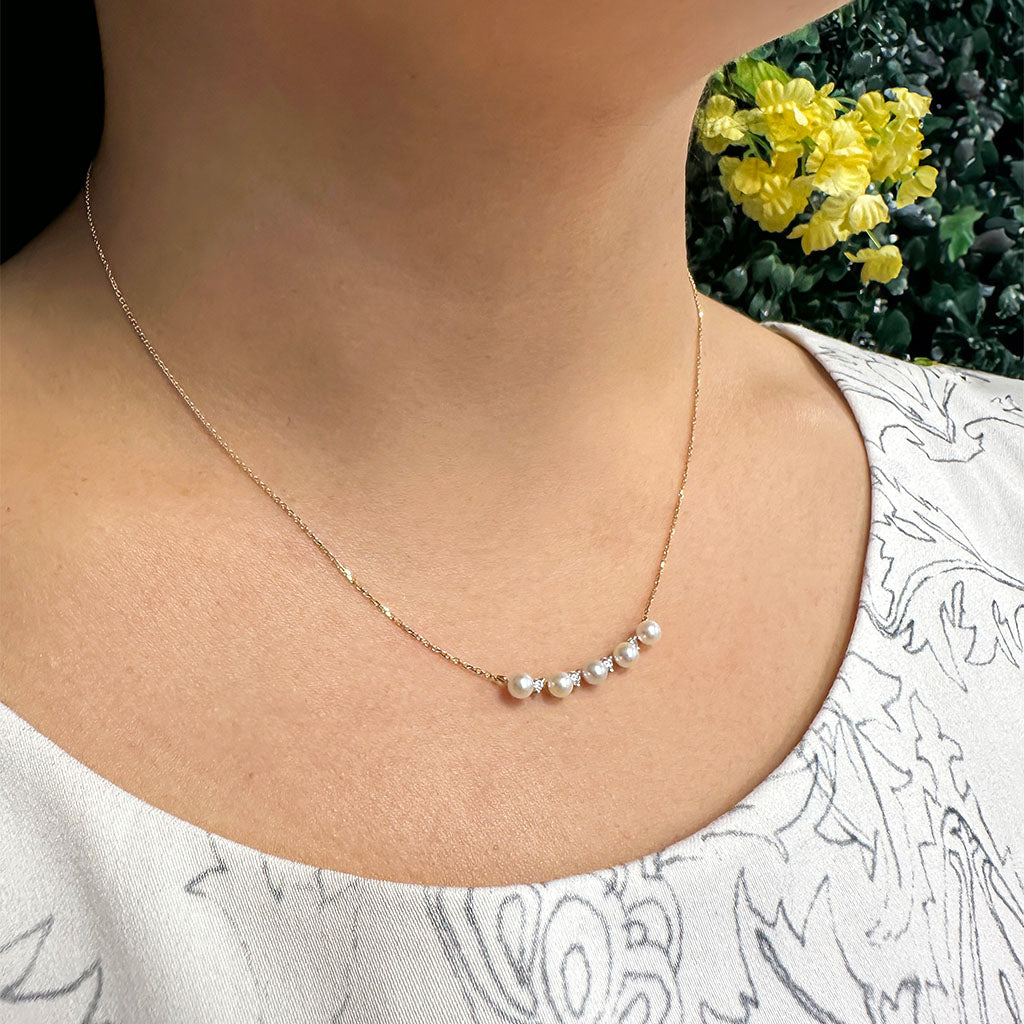 Pearl diamond bar necklace available at Victoria Jones Jewelry Amarillo Texas