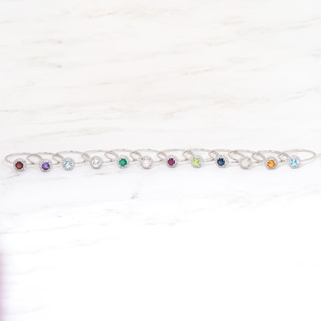 Garnet Halo Birthstone Ring