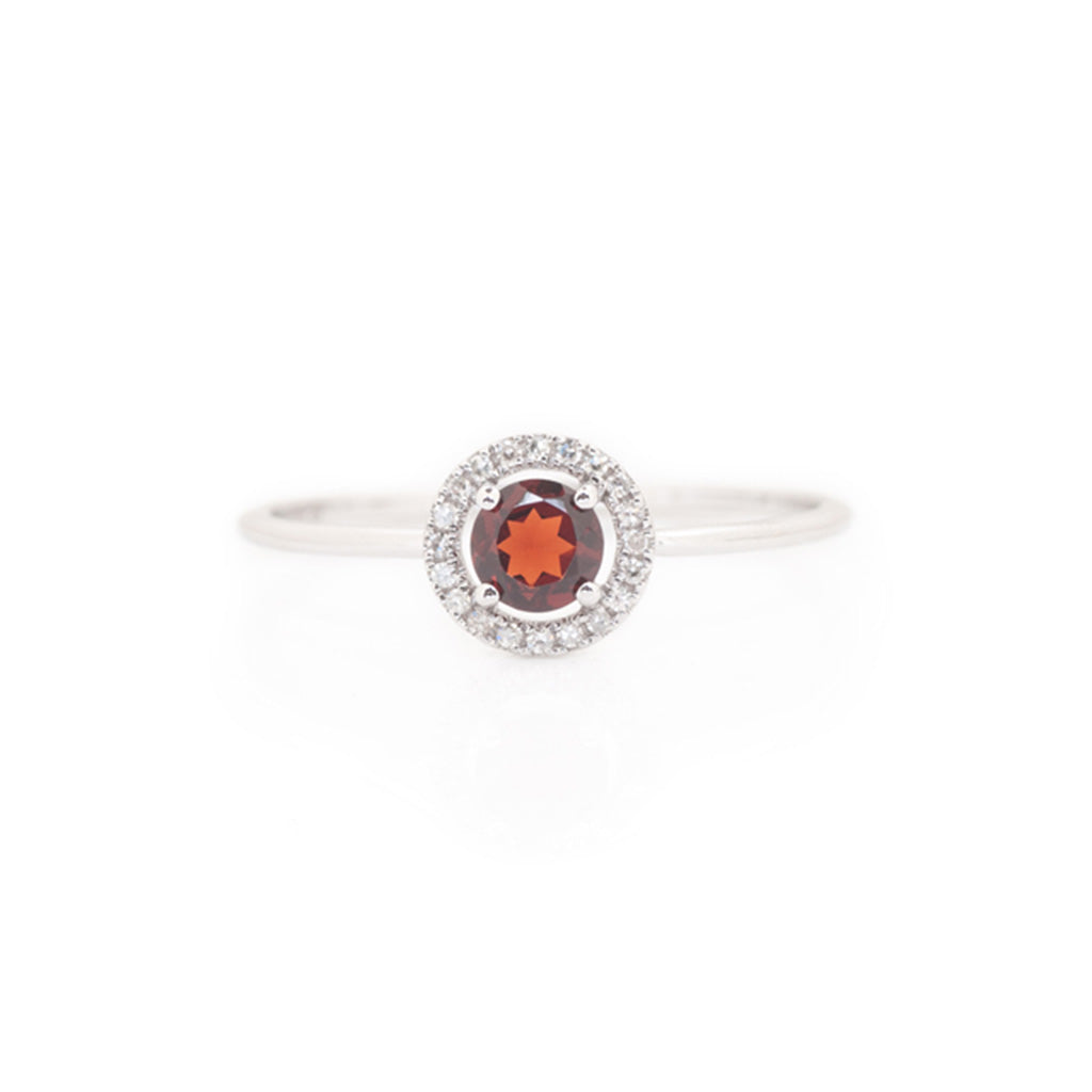 Garnet Halo Birthstone Ring
