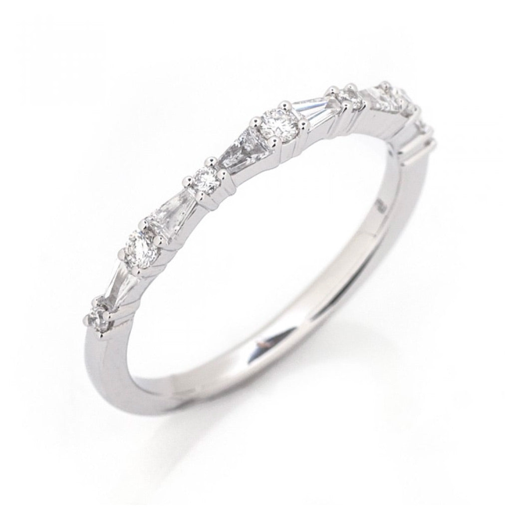 14k white gold diamond band round and baguette diamonds stacking ring Amarillo TX