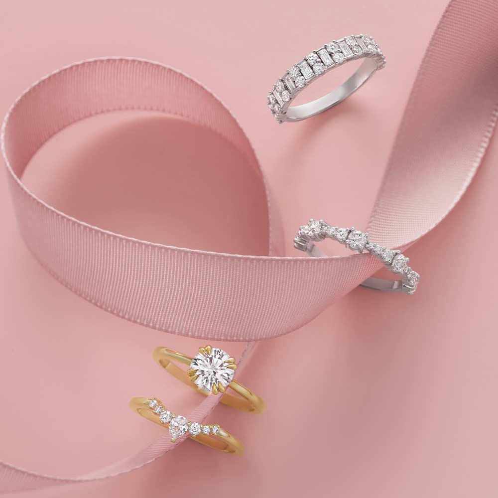 Diamond wedding bands and rings