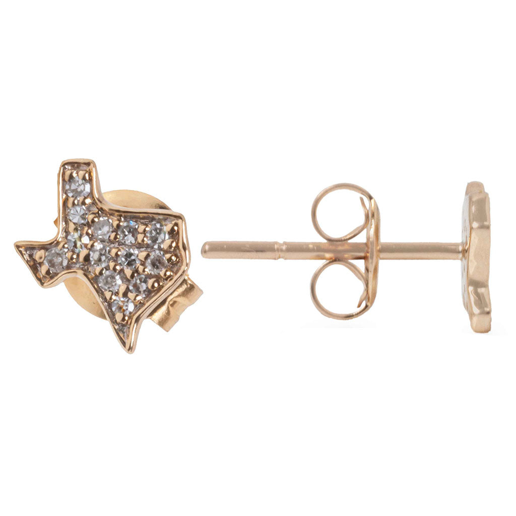 diamond texas shape earrings yellow gold stud earrings close up