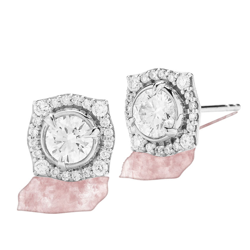diamond halo stud earrings