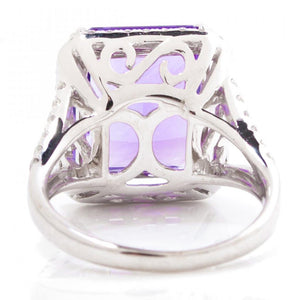 Amethyst & Diamond Halo Cocktail Ring