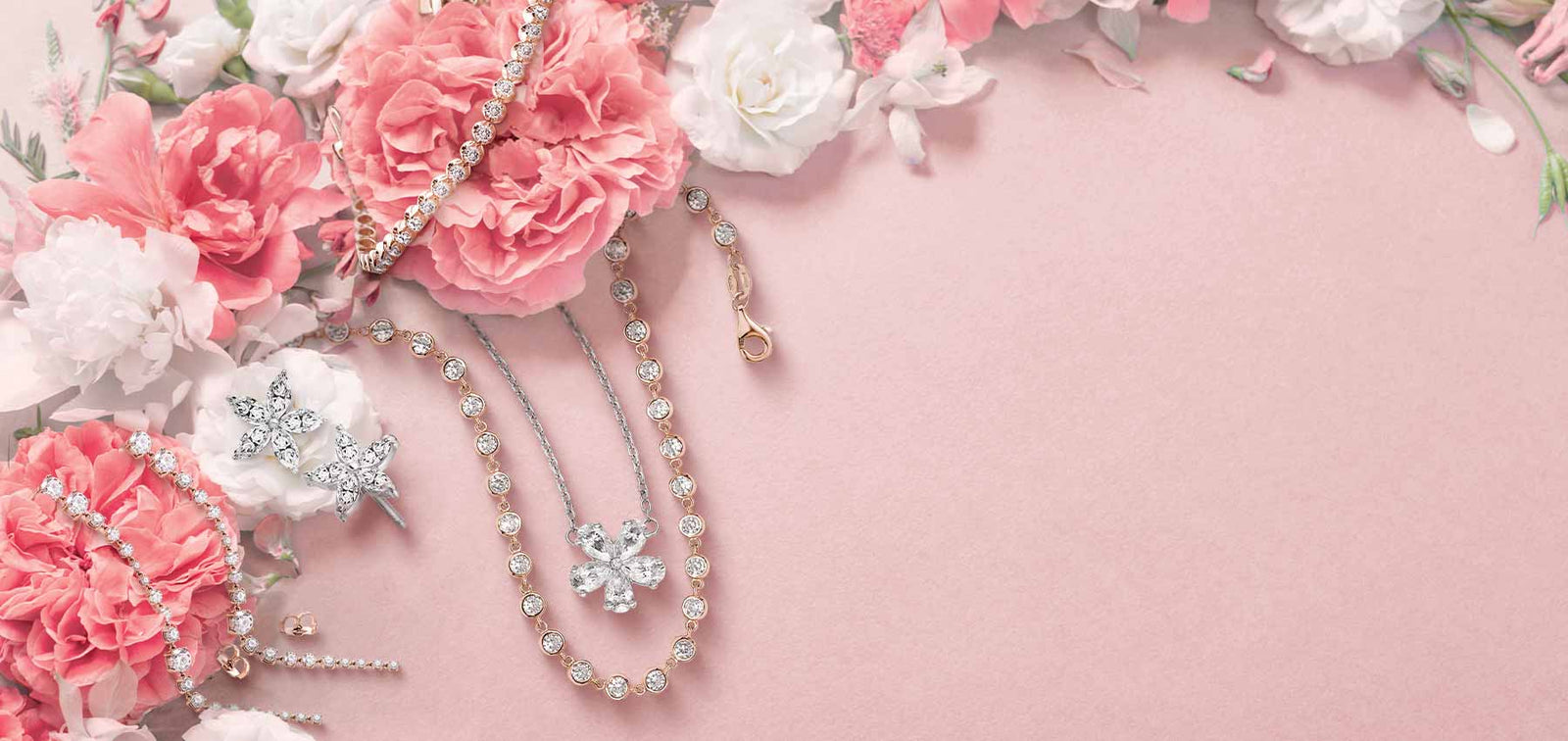 Rose gold and flower jewelry