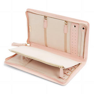 Light Pink leather with cream interior jewelry storage case