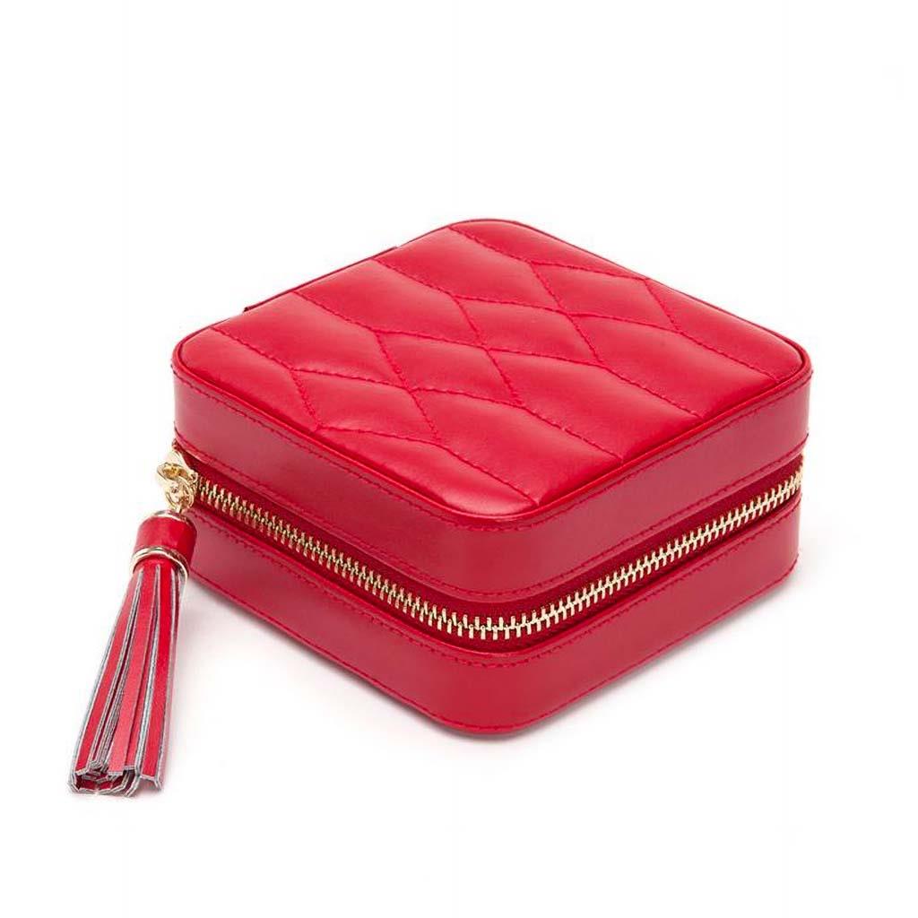 Wolf caroline travel jewelry case in red leather