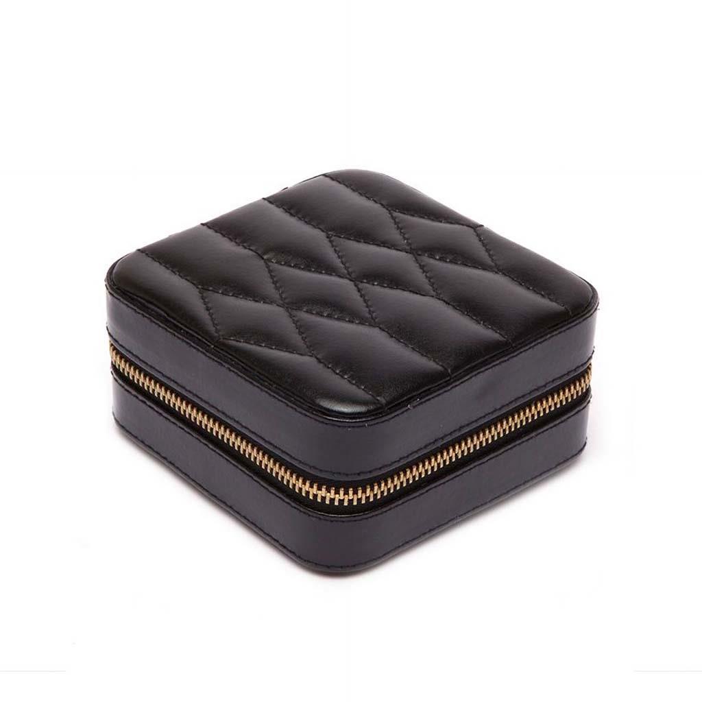 Wolf caroline travel jewelry case in black leather