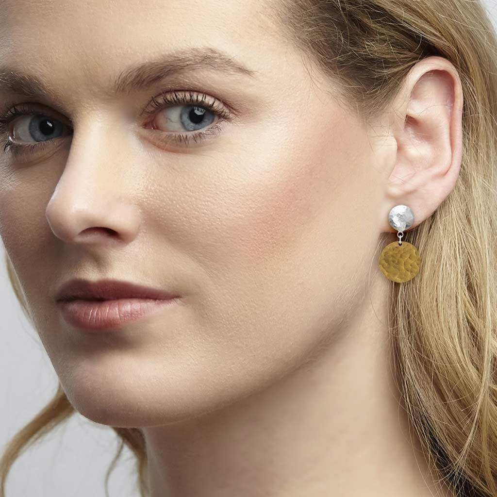 Gurhan Lush Dangle earrings sterling silver and 24k gold overlay